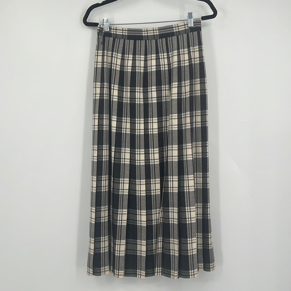 Vintage LL Bean Pleated MIDI Plaid Skirt 10